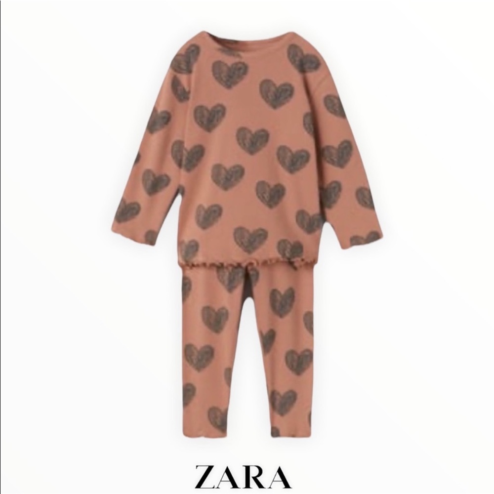 Zara kids heart rubbed matching set- Size 9-12 Months (top & bottom) with tags